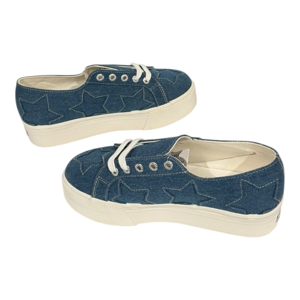 SUPERGA x LIZZY Denim Patch Star Low Top Platform Sneakers Size 7.5 NEW - Picture 3 of 6